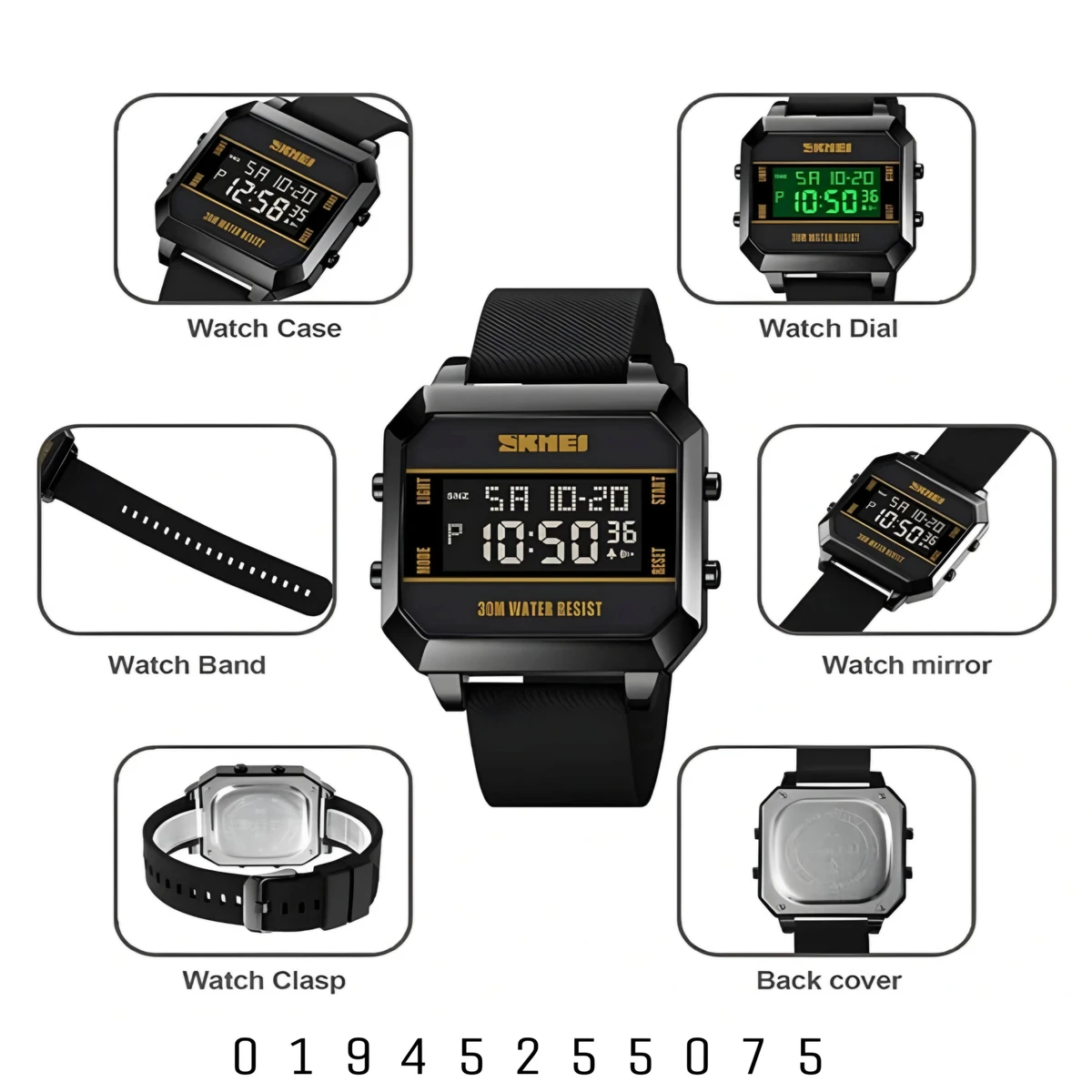 SKMEI 1848 LED Luminous Fashionable Sport Watch(Black Belt) - Image 3