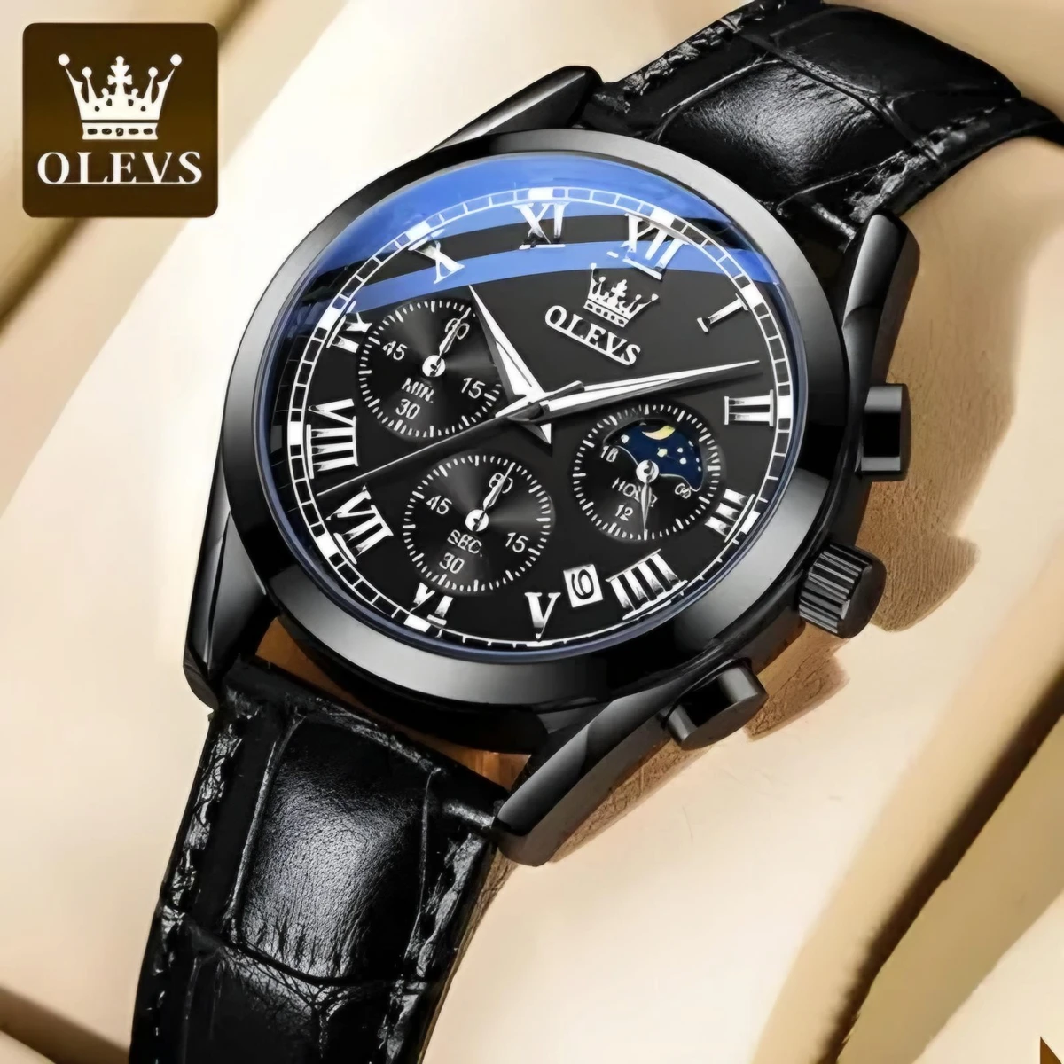 2872 Olevs Quartz Wrist watch(Full Black)