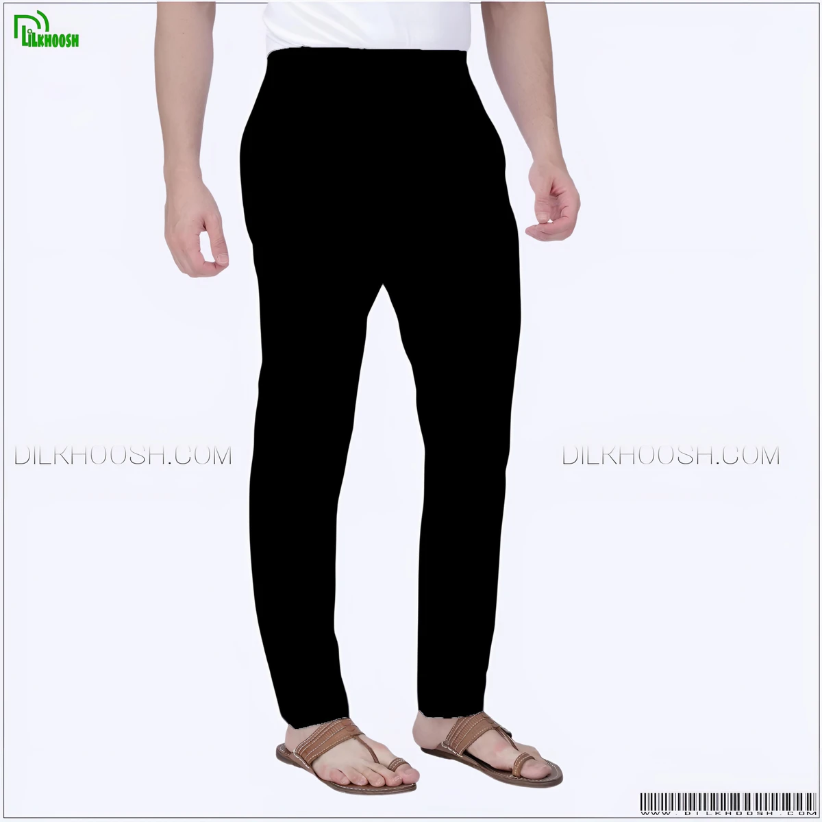 Semi Narrow Black Cotton Pajama