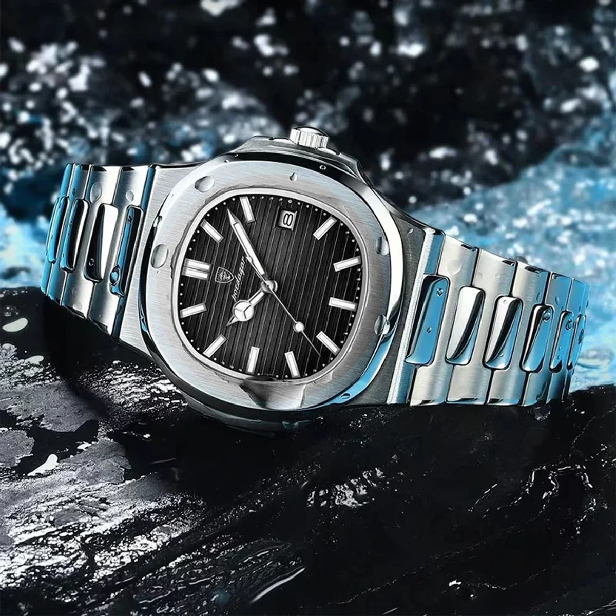 Poedagar 613 Luxury Stainless Steel Strap Watch(Black Dial) - Image 2