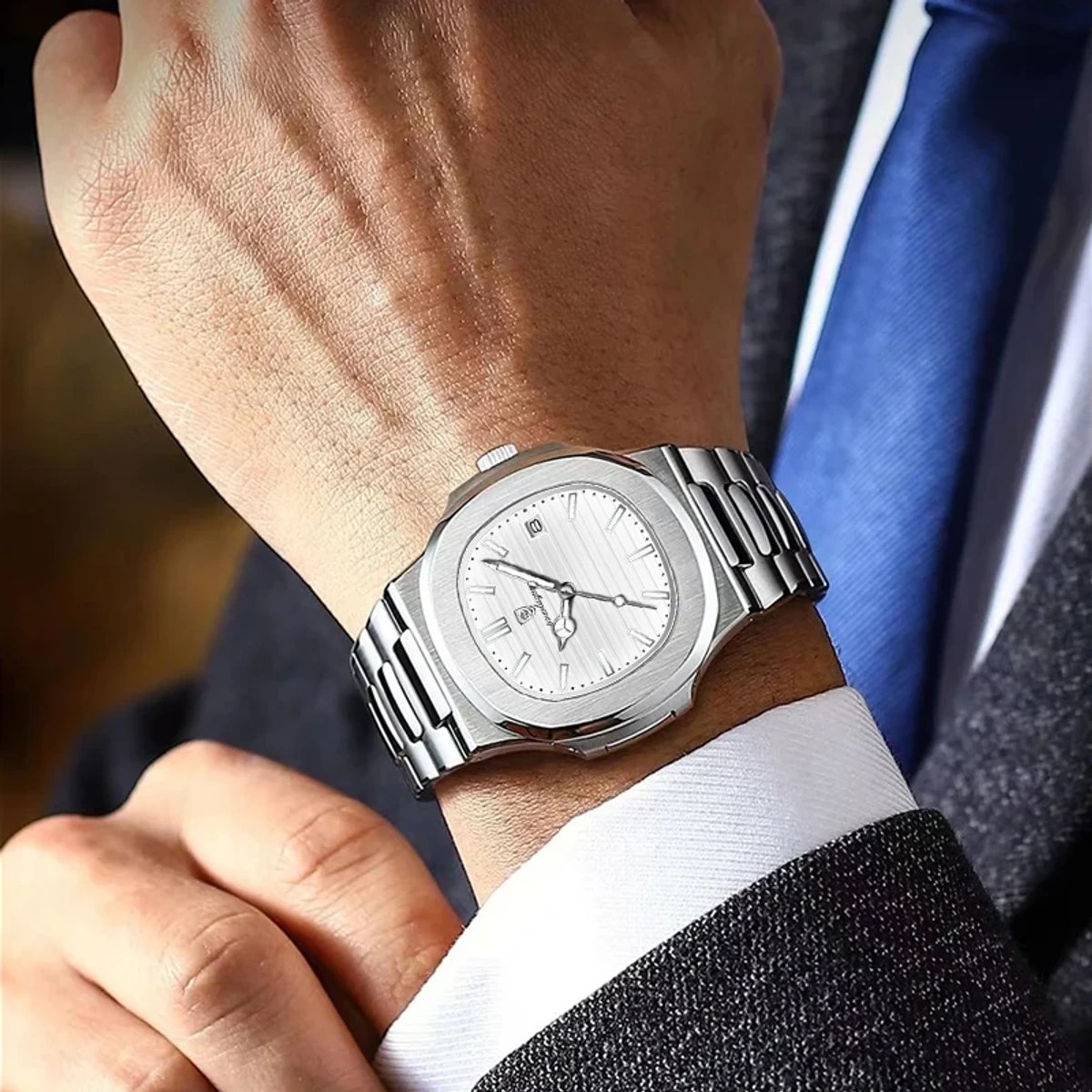 Poedagar 613 Luxury Stainless Steel Strap Watch(White Dial) - Image 2