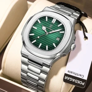 Poedagar 613 Luxury Stainless Steel Strap Watch(Green Dial)